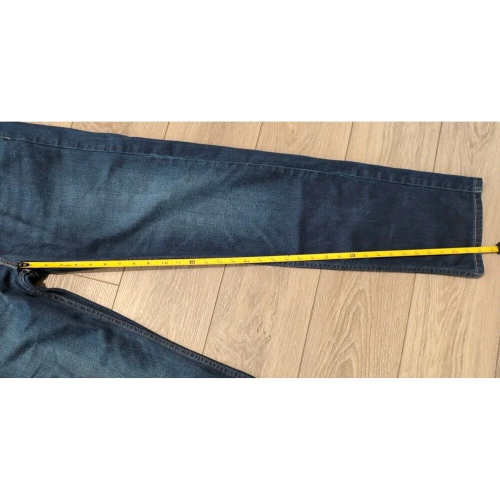 LEVI'S 505 DENIM STRAIGHT STRETCH BLUE JEANS in MENS SIZE 36 X 34 DARK WASH EUC